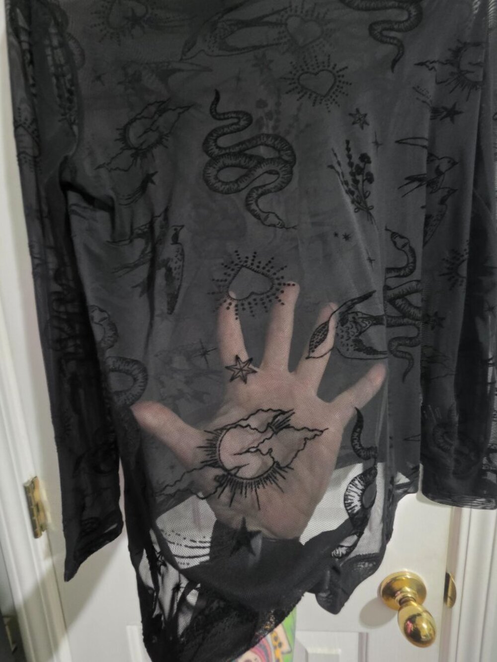Torrid Mesh Burnout Mock Neck Long Sleeve Top - Picture 2 of 4